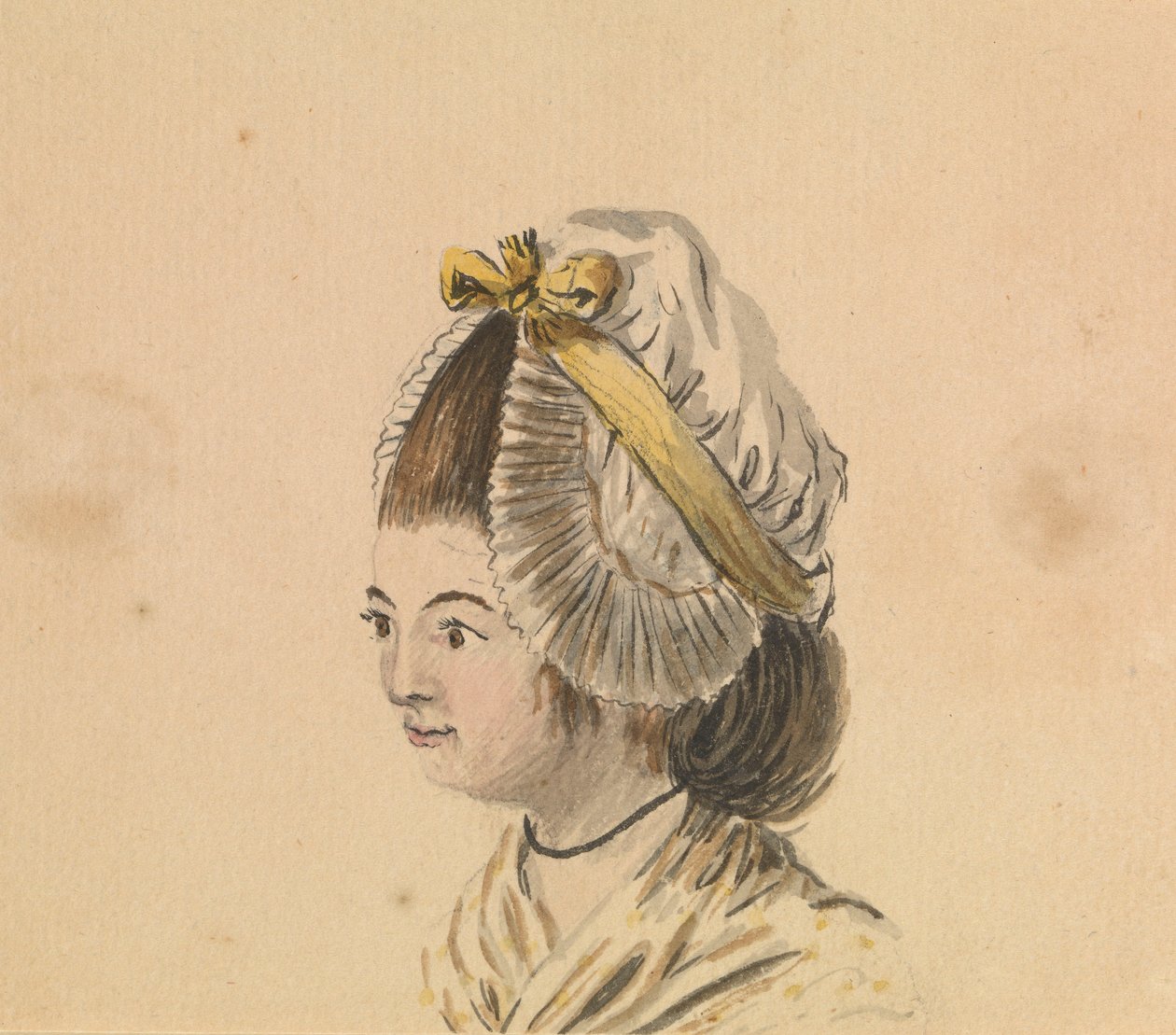 Huvud av kvinna i flätad mössa, ca 1774 (akvarell) av Gabriel Bray