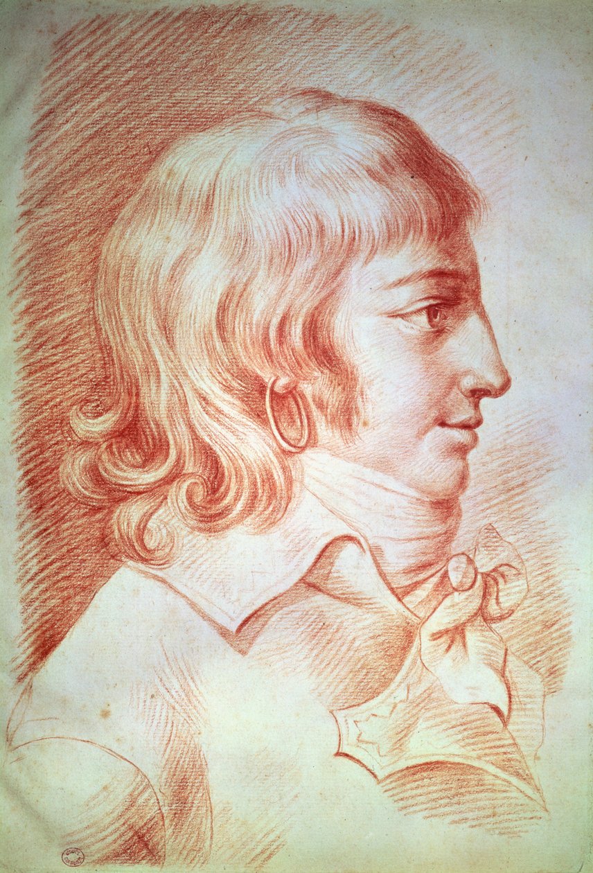 Louis-Antoine-Leon de Saint-Just (1767-94) (röd krita på papper) av Gabriel Christophe Guerin