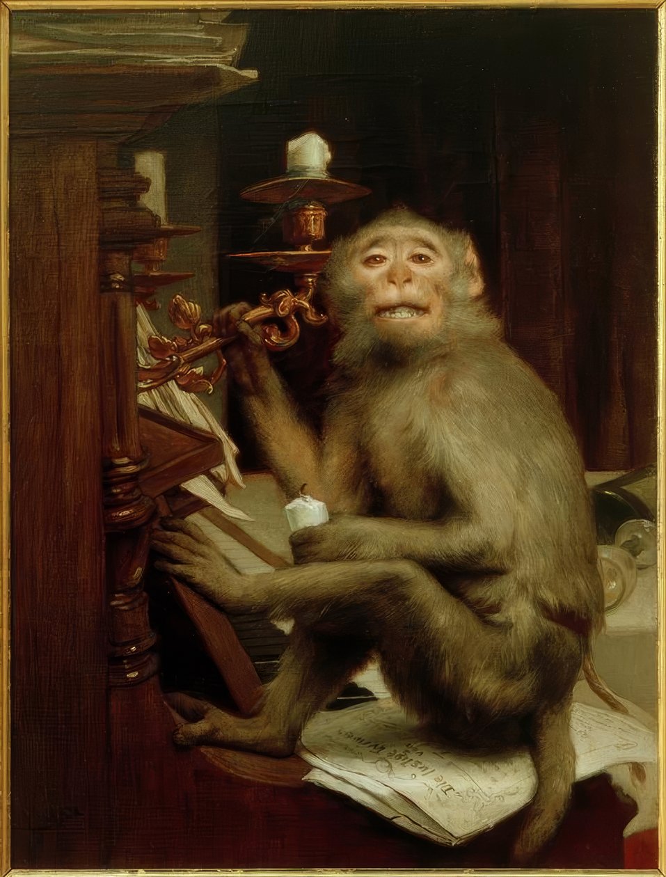 Apa vid pianot av Gabriel Cornelius Ritter von Max