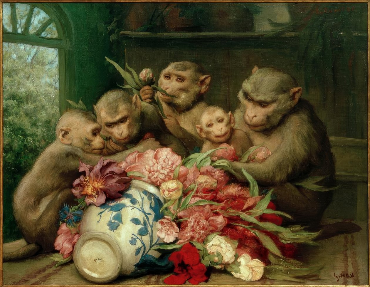 Botanist (apa med blomvas) av Gabriel Cornelius Ritter von Max