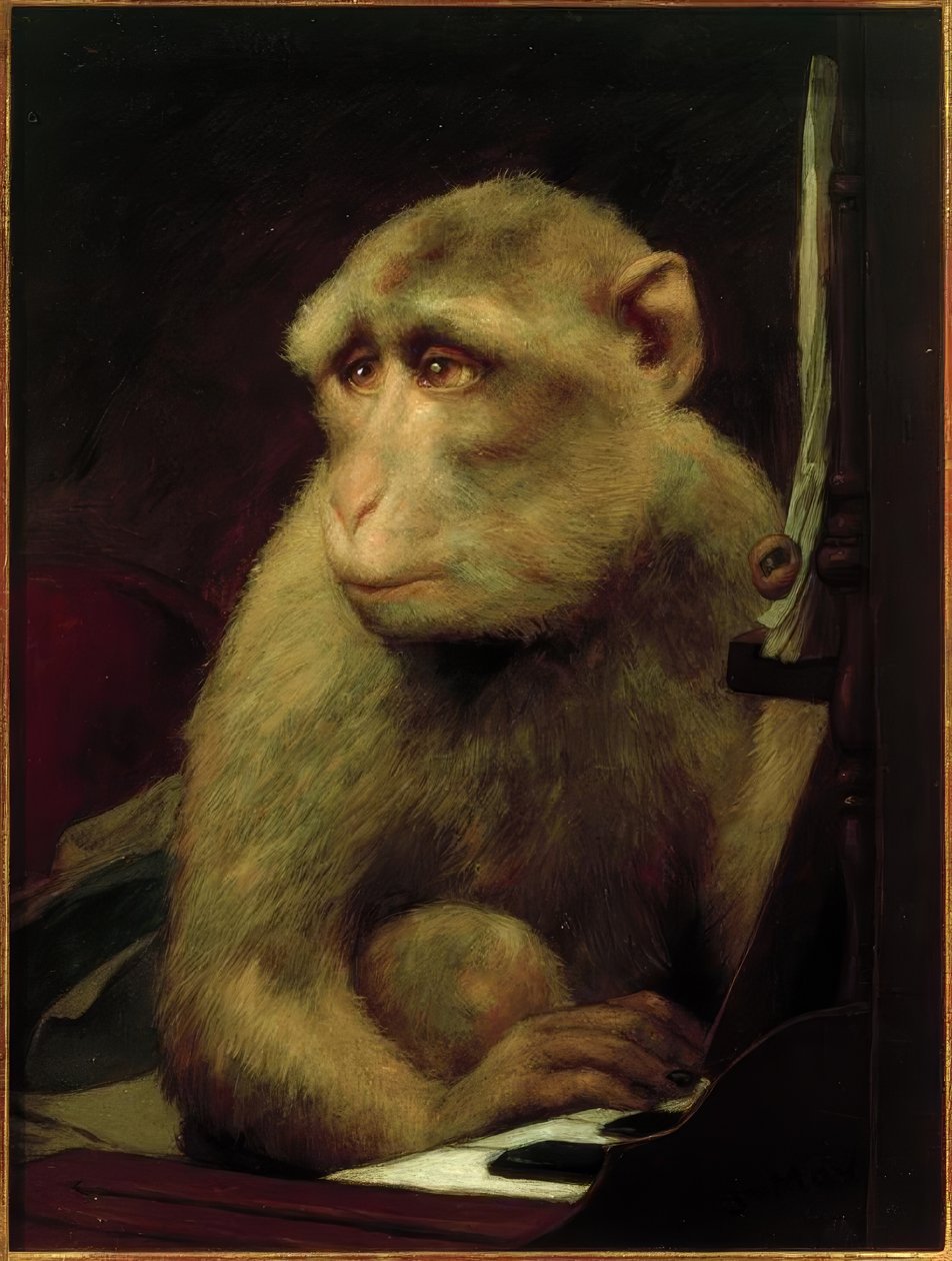 Liten apa vid pianot av Gabriel Cornelius Ritter von Max