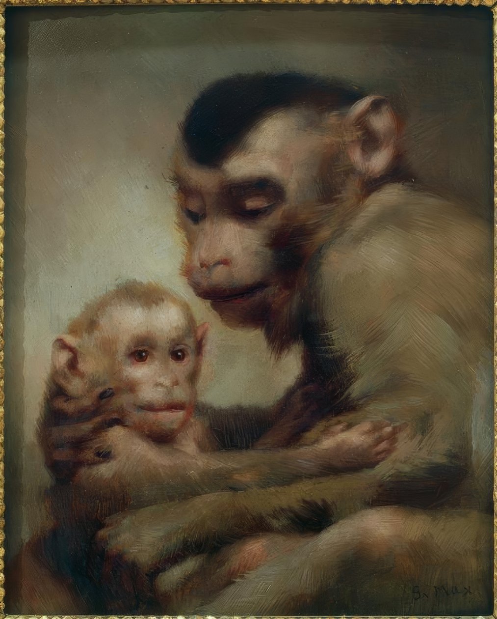 Mamma med barn (apor) av Gabriel Cornelius Ritter von Max
