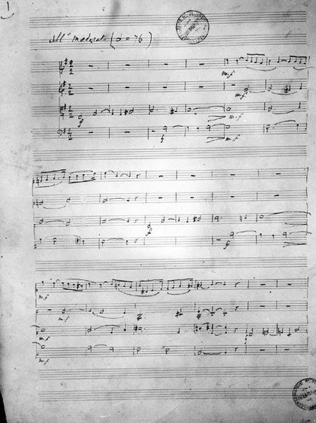 Partitur för en stråkkvartett, Opus 121, 1924 av Gabriel Faure