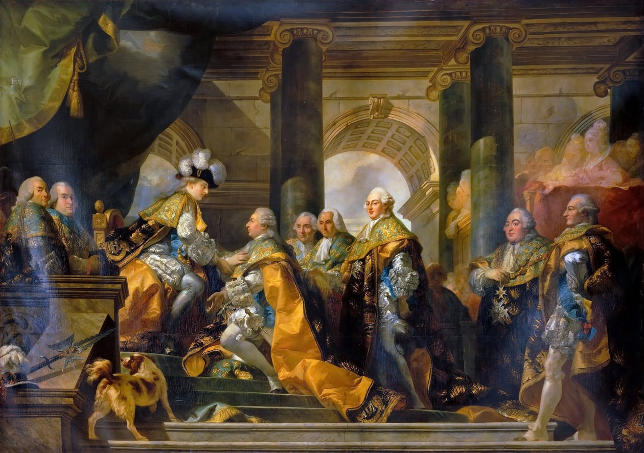 Ludvig XVI mottog i Reims hyllningen av den helige Andes riddare, 13 juni 1775 av Gabriel Francois Doyen