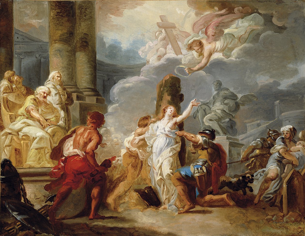 En kvinnlig helgons martyrskap, en skiss av Gabriel Francois Doyen