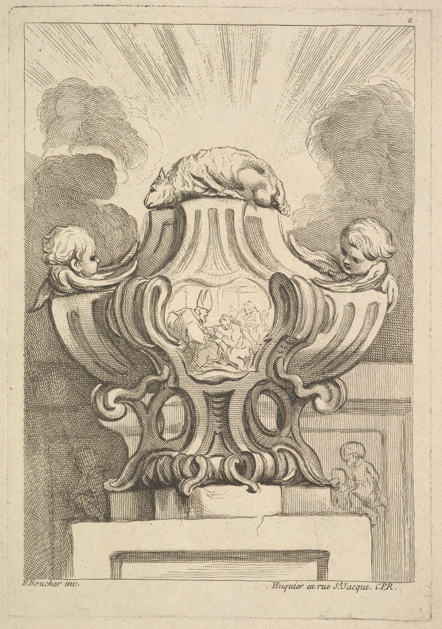 Design för en urna, 1725-72. av Gabriel Huquier