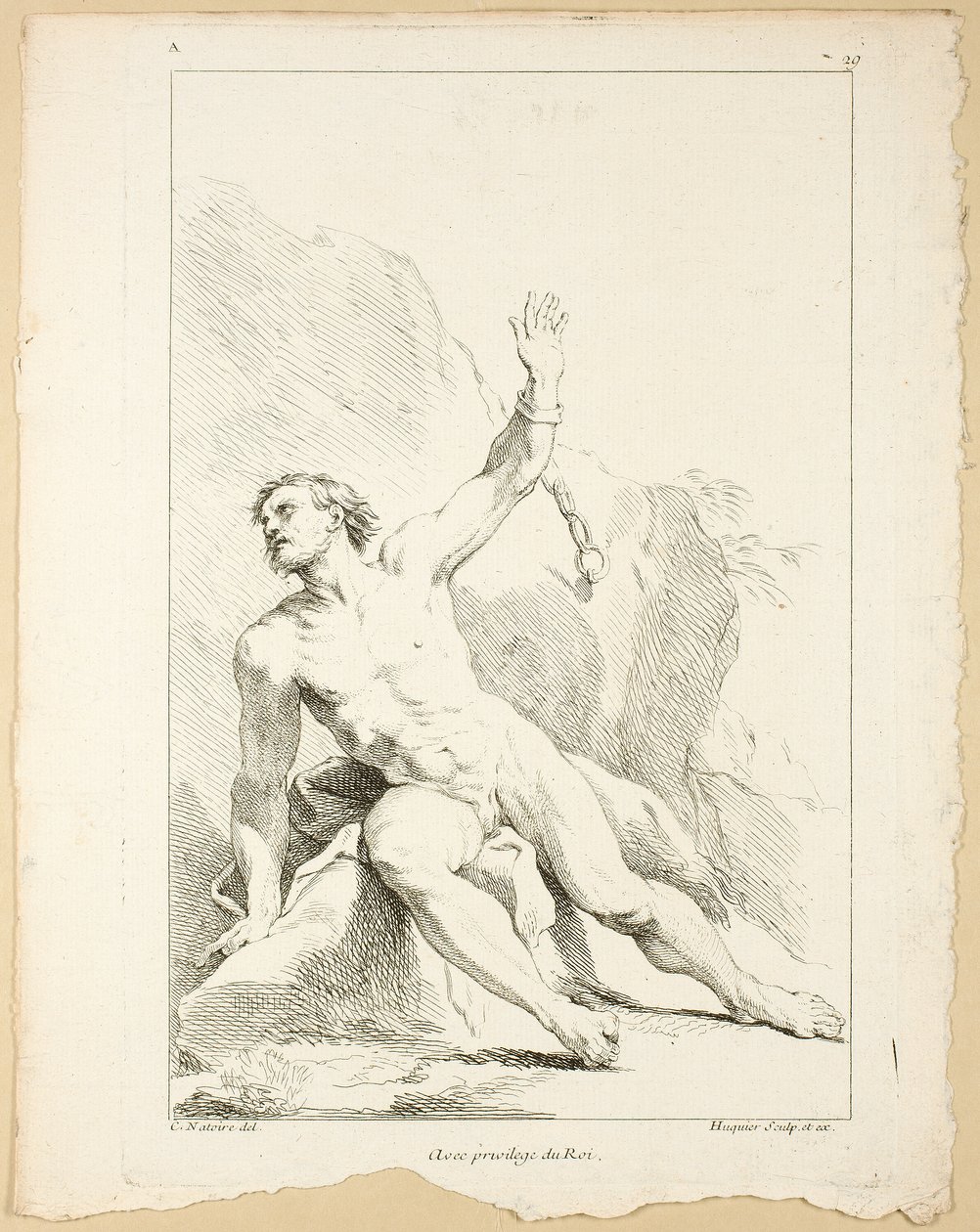 Figur, från First Book of Academie Figurer graverad delvis av professorerna vid Royal Academy av Gabriel Huquier