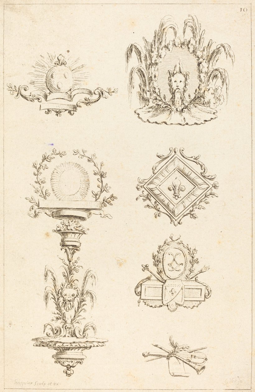 Motiv för tail-Pieces: pl. 10 av Gabriel Huquier after Claude Gillot
