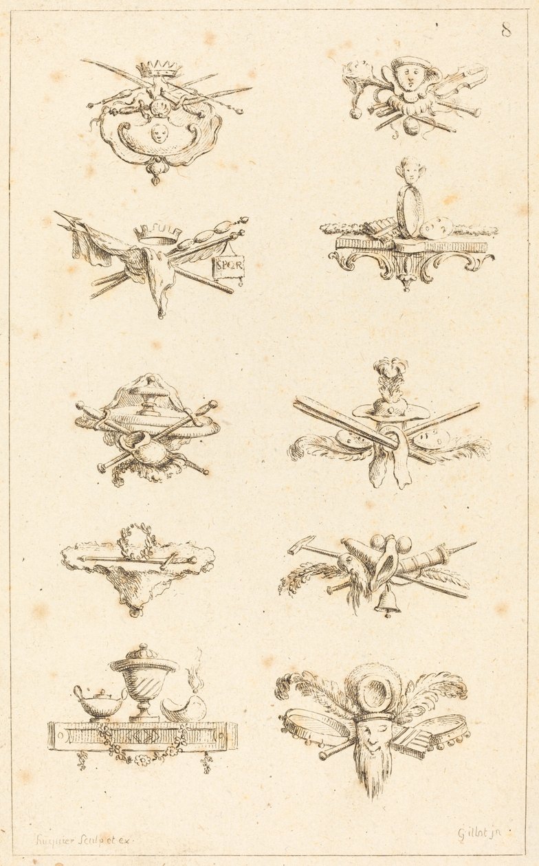 Motiv för tail-Pieces: pl. 8 av Gabriel Huquier after Claude Gillot