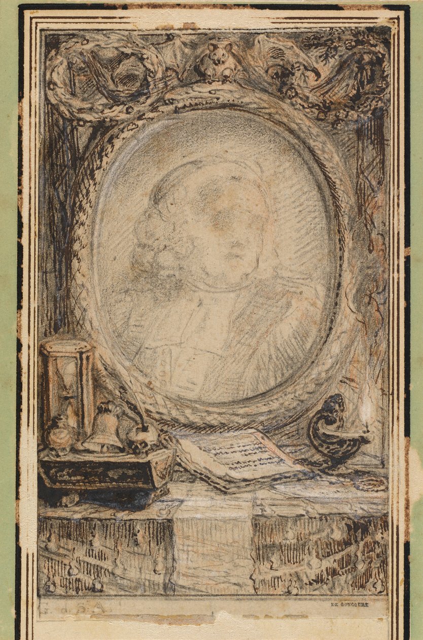 Allegorisk ram med ett slagträ av Gabriel Jacques de Saint Aubin