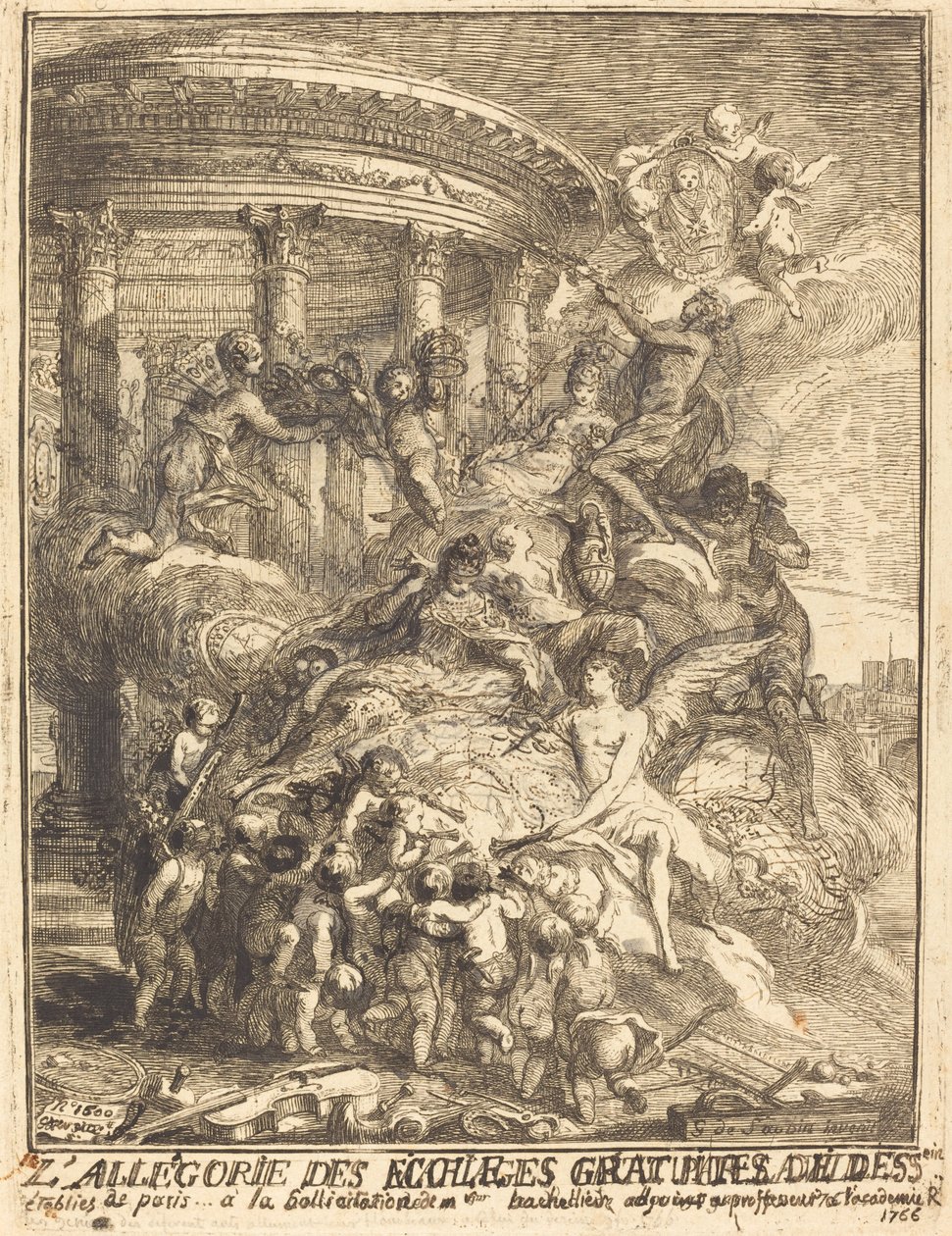 Allegori över de äktenskap som gjordes av staden Paris vid födelsen av hertigen av Bourgogne av Gabriel Jacques de Saint Aubin