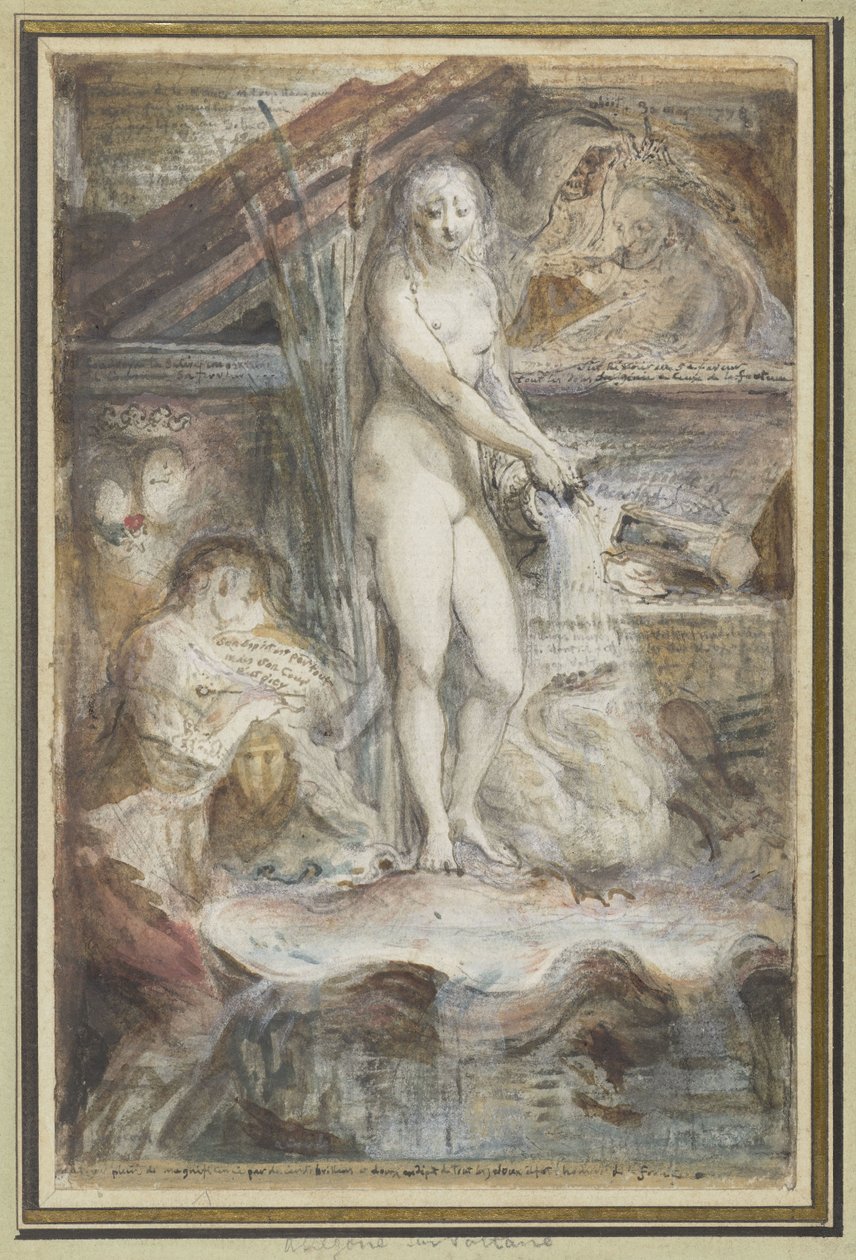 Allegori över Voltaires död av Gabriel Jacques de Saint Aubin