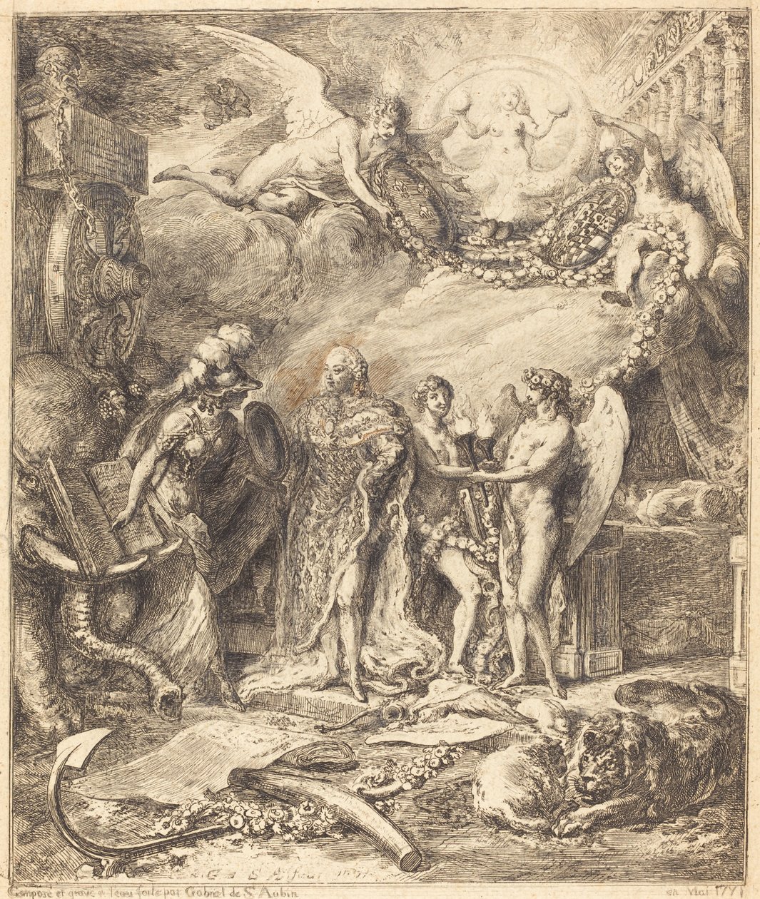 Allegori om äktenskapet med greven av Provence av Gabriel Jacques de Saint Aubin