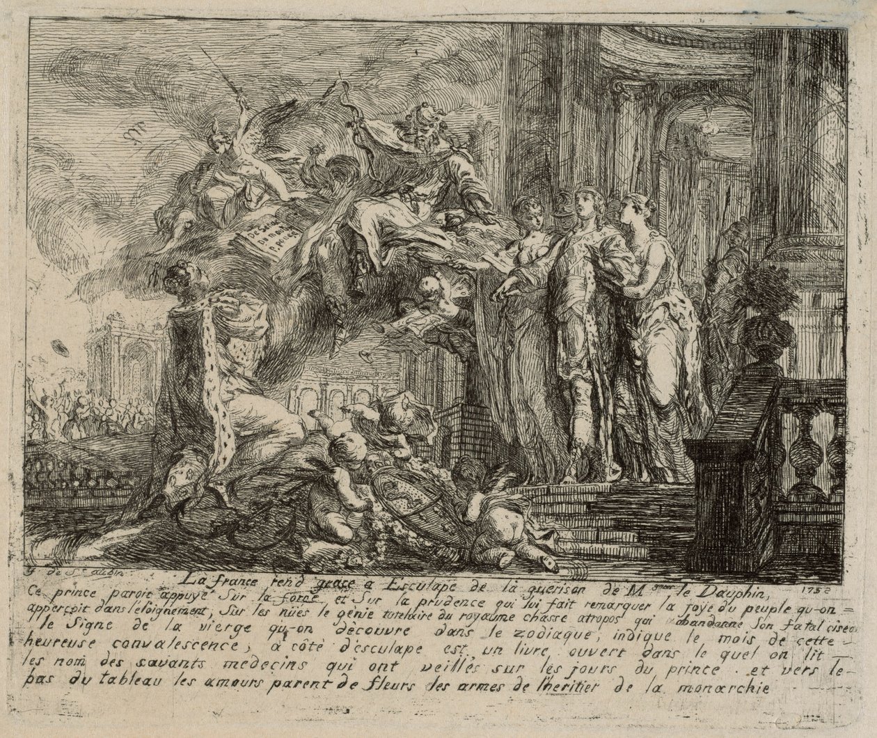 Allegori om dauphinens konvalescens av Gabriel Jacques de Saint Aubin