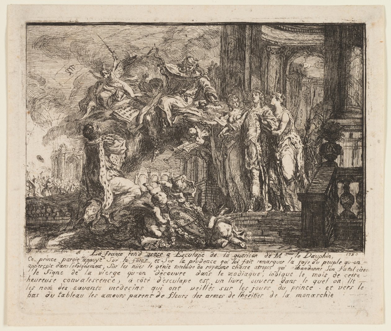 Allegori om dauphinens konvalescens av Gabriel Jacques de Saint Aubin