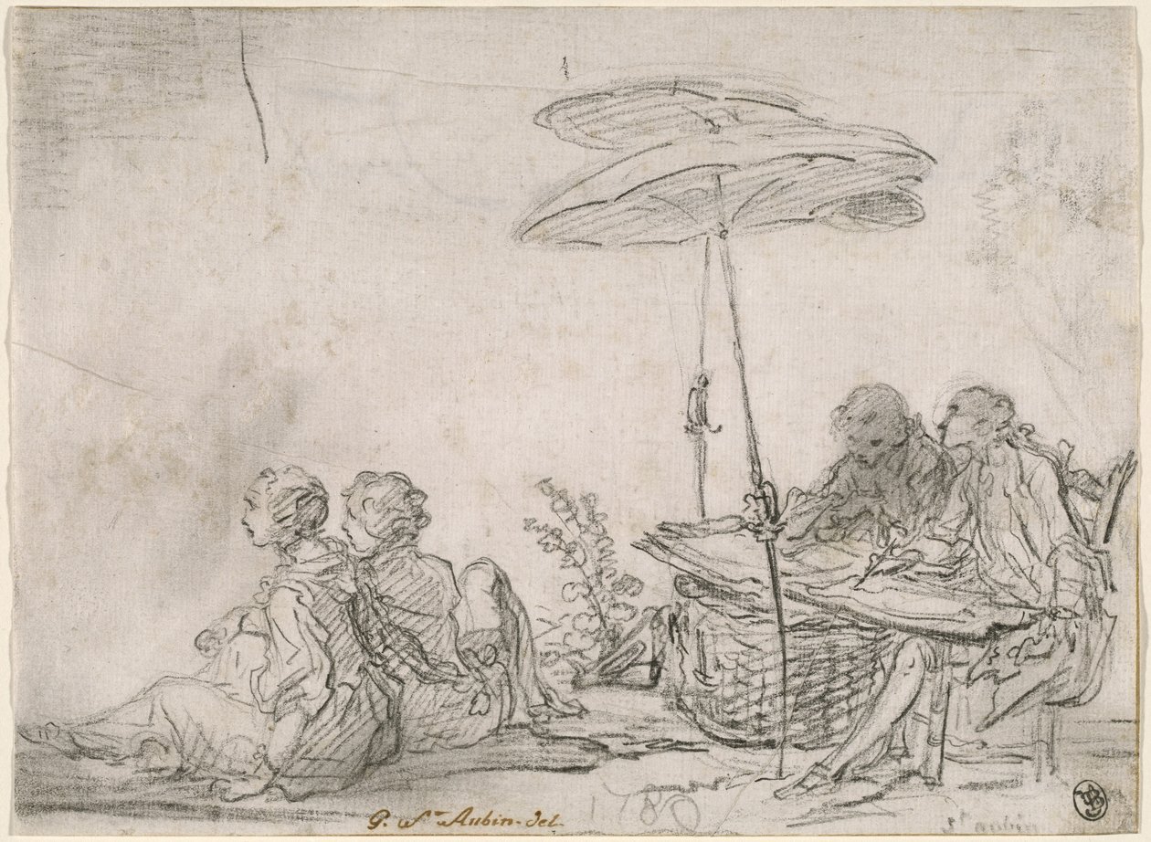 Ritare utomhus av Gabriel Jacques de Saint Aubin