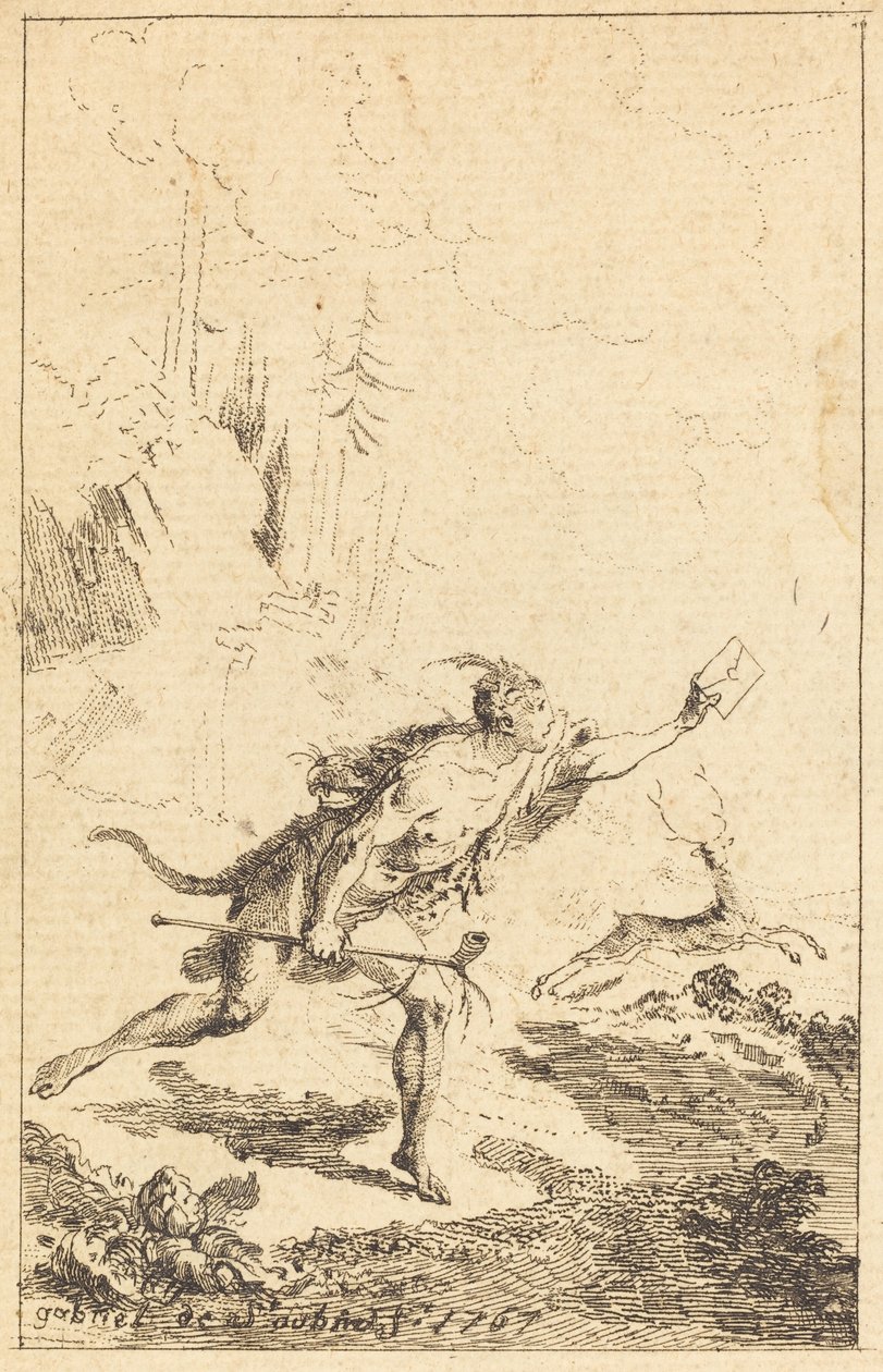 Sändebud till M. de Saint-Denis av M. de Belle-Isle, fånge [vänster] av Gabriel Jacques de Saint Aubin