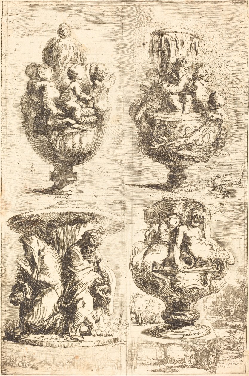 Fyra vaser av Gabriel Jacques de Saint Aubin