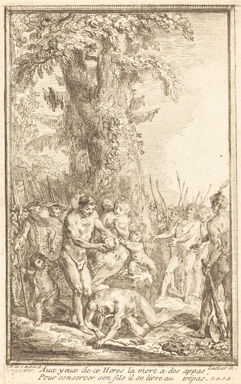 Heroisk handling av en far som offrar för sin son av Gabriel Jacques de Saint Aubin