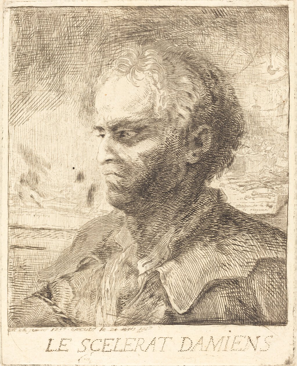 Damiens är en brottsling av Gabriel Jacques de Saint Aubin