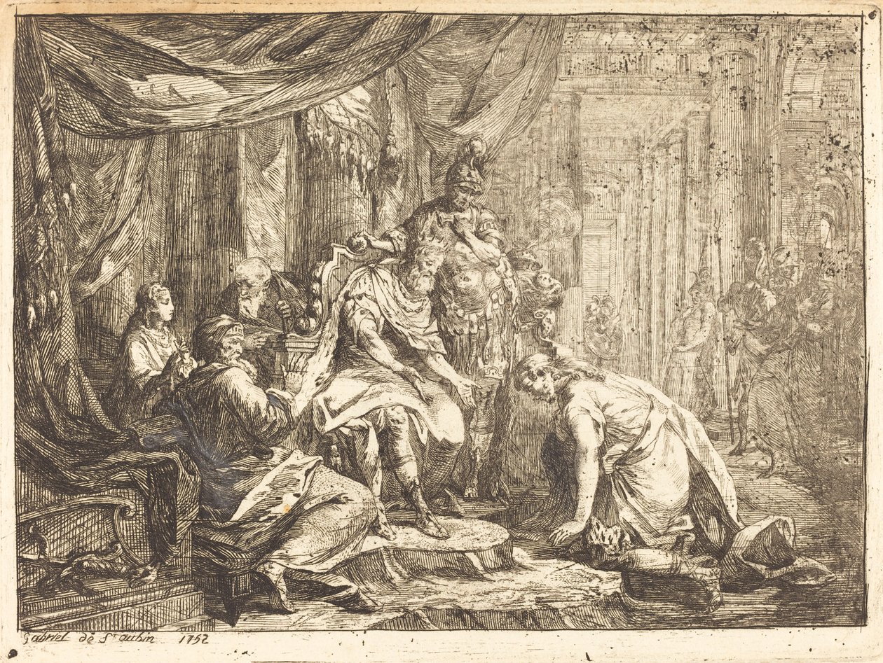 Försoning mellan Absalom och David av Gabriel Jacques de Saint Aubin