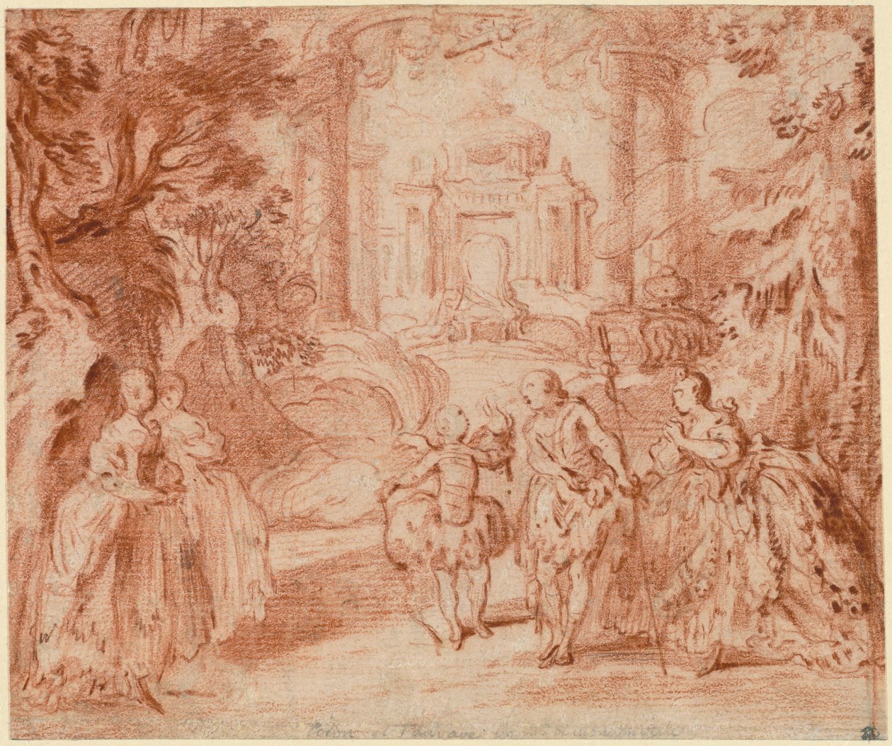 Underhållningen från Voltaires "Prinsessan av Navarra" av Gabriel Jacques de Saint Aubin