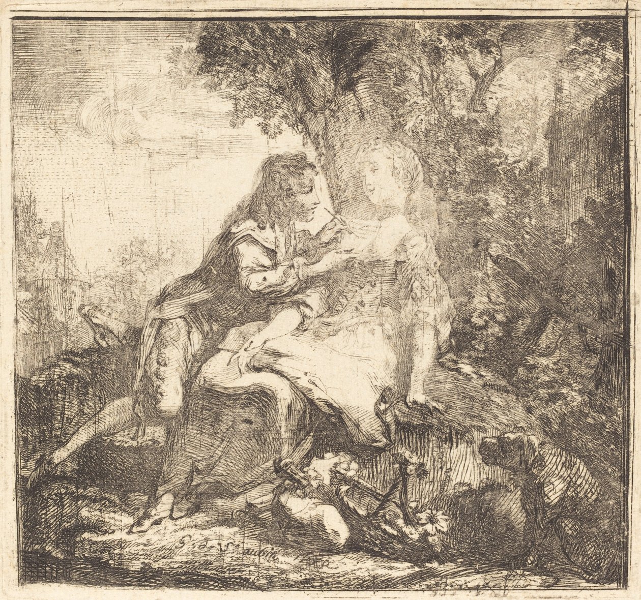 De två älskande av Gabriel Jacques de Saint Aubin