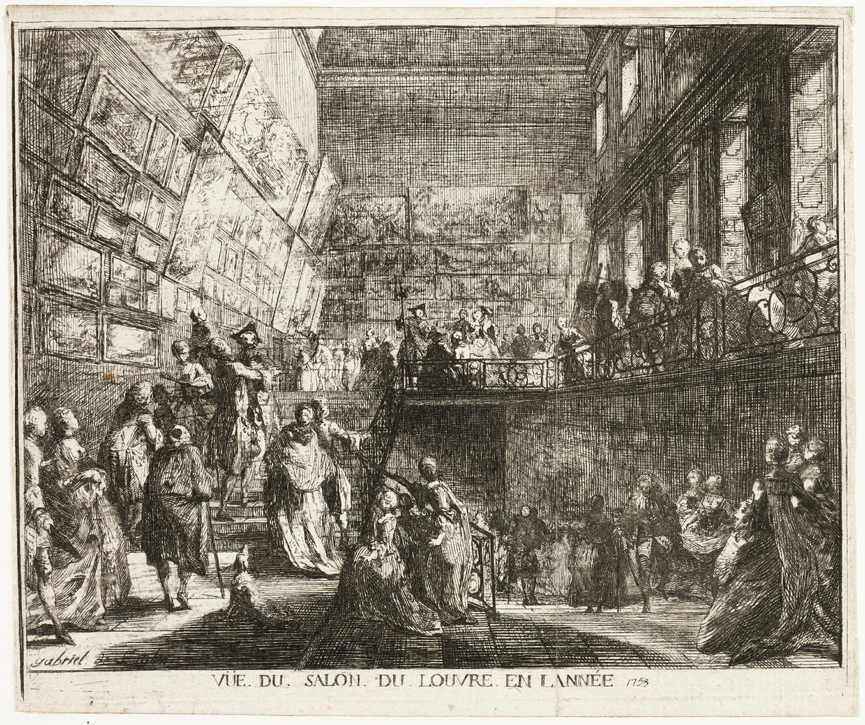 Utsikt över salongen i Louvren år 1753 av Gabriel Jacques de Saint Aubin