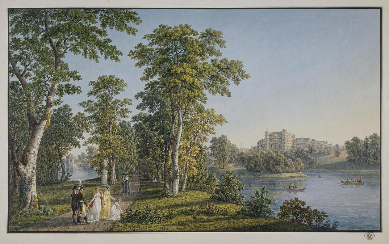 Utsikt över palatset i Gatchina från parken, 1753 av Gabriel Ludwig Lory the Elder