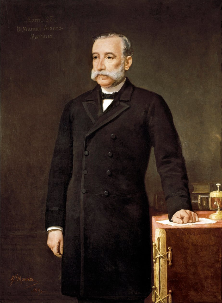 Porträtt av Manuel ALONSO MARTINEZ (1827-1891), spansk advokat och politikermedlem i Liberal Union Party Madrid, Deputeradekongressen.   Målning av Gabriel Maureta (1800-talet). av Gabriel Maureta Aracil