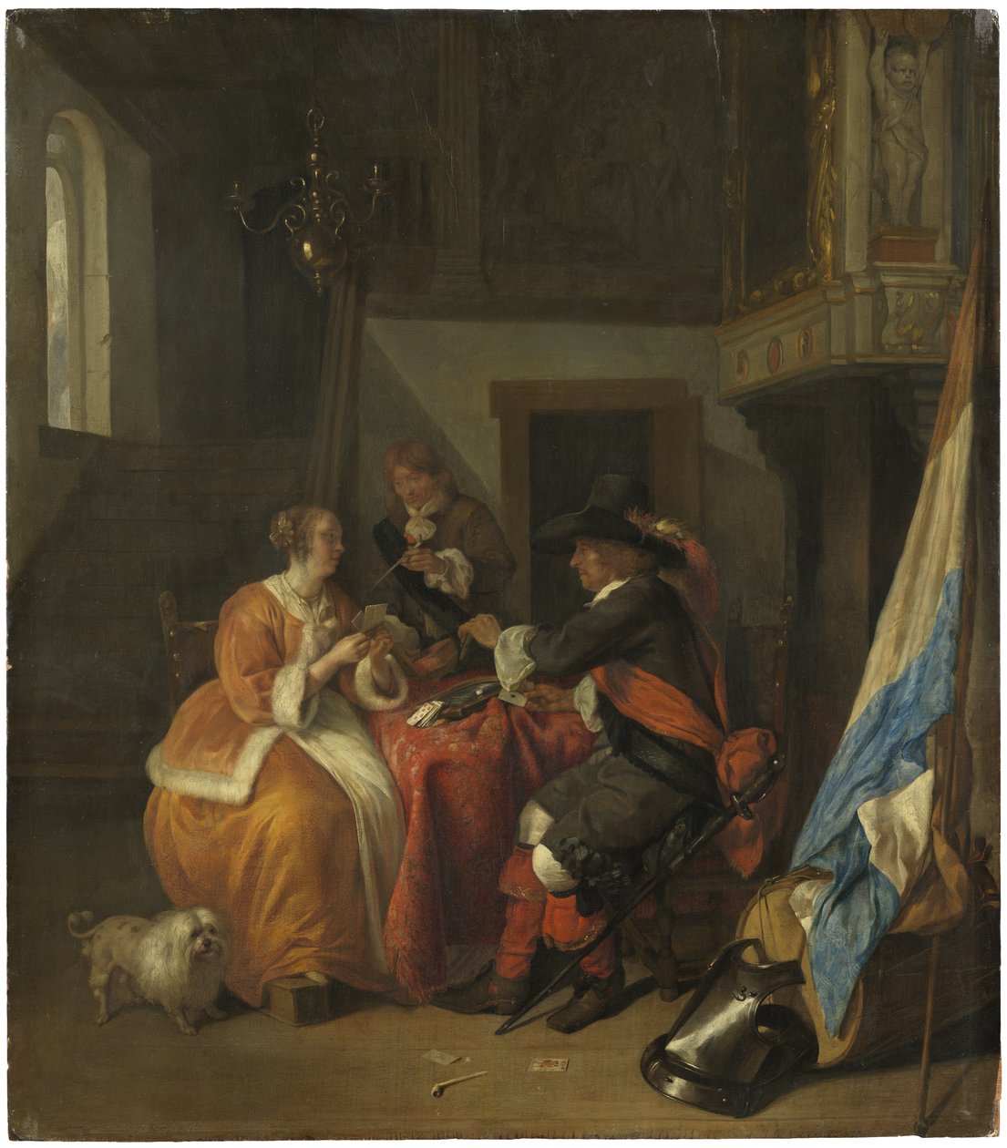 Ett kortspel, ca 1655-9 av Gabriel Metsu