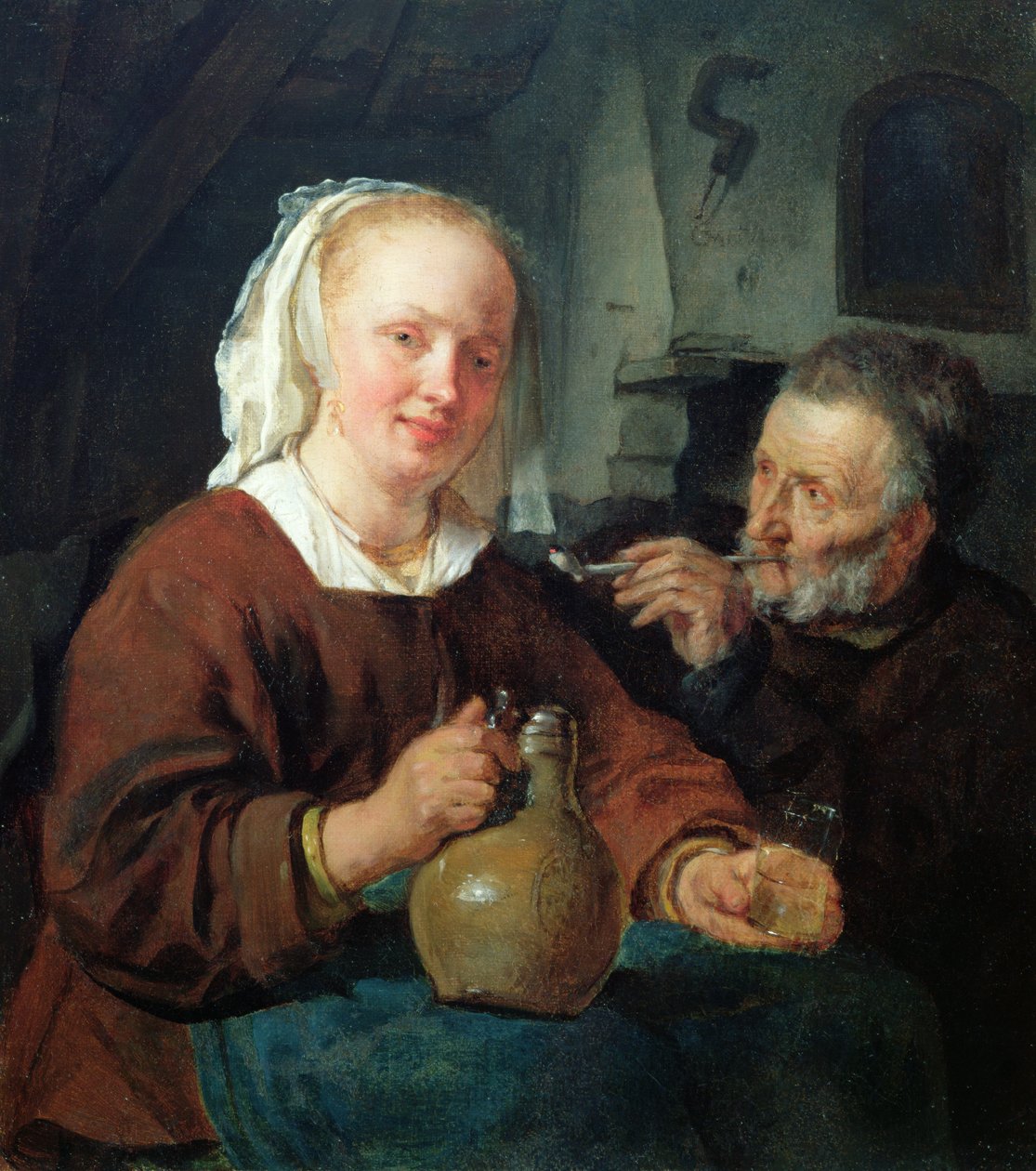 En man och en kvinna på vin av Gabriel Metsu