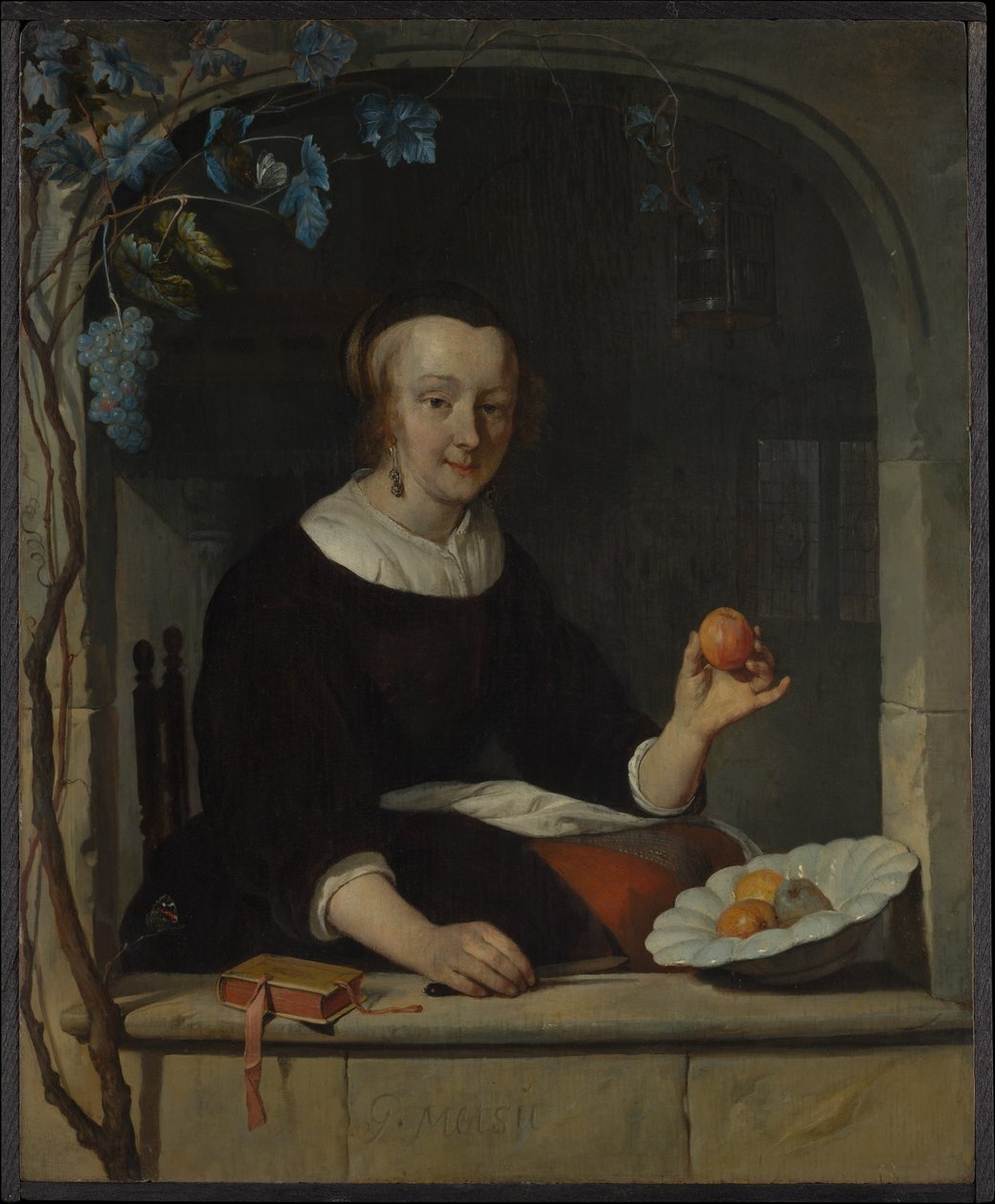 En kvinna sittande vid ett fönster av Gabriel Metsu