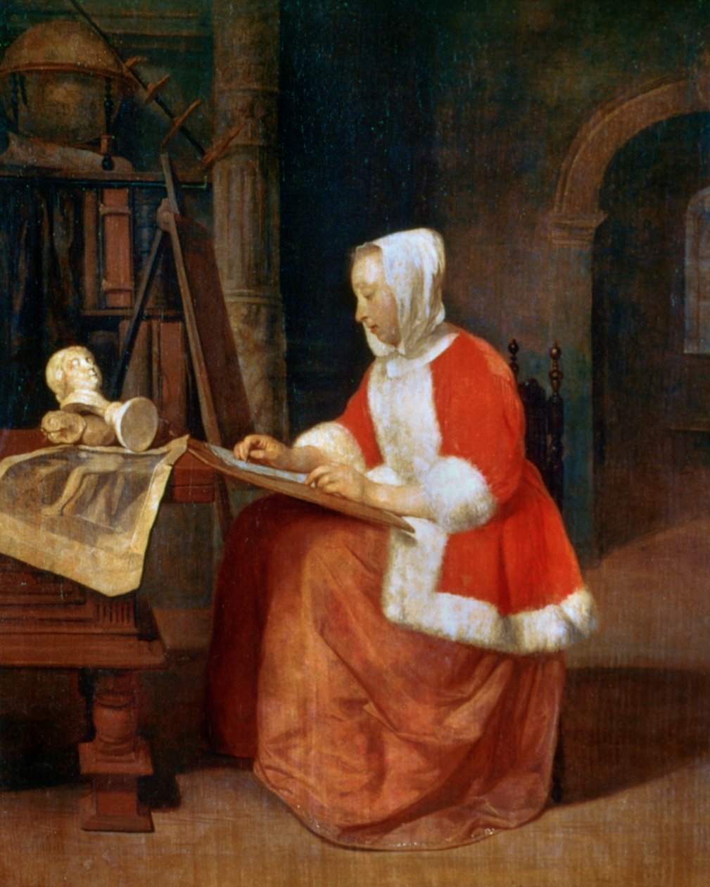 En kvinna sittande teckning, c1649-1667 av Gabriel Metsu