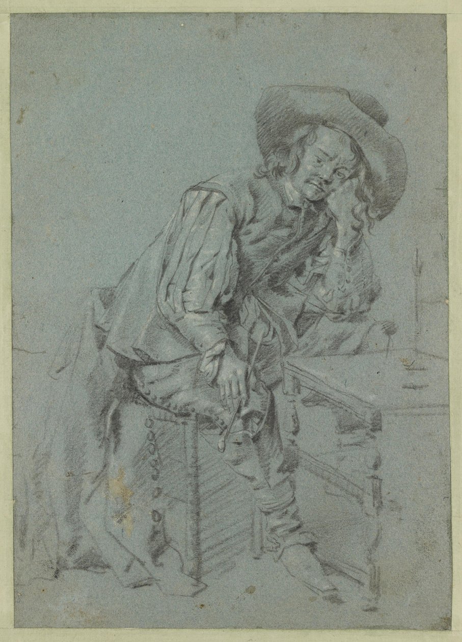 En sittande man med en pipa av Gabriel Metsu