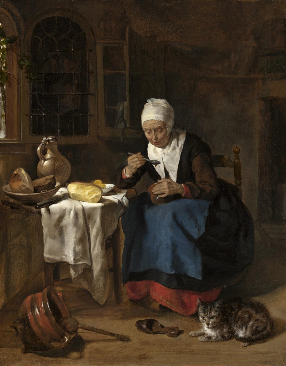 Gammal kvinna äter gröt av Gabriel Metsu