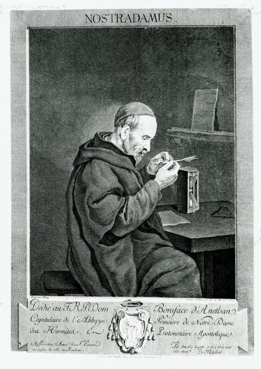 Porträtt av Michel Nostradamus (1503-66) graverad av Christian von Mechel (1737-1817) 1762 av Gabriel Metsu