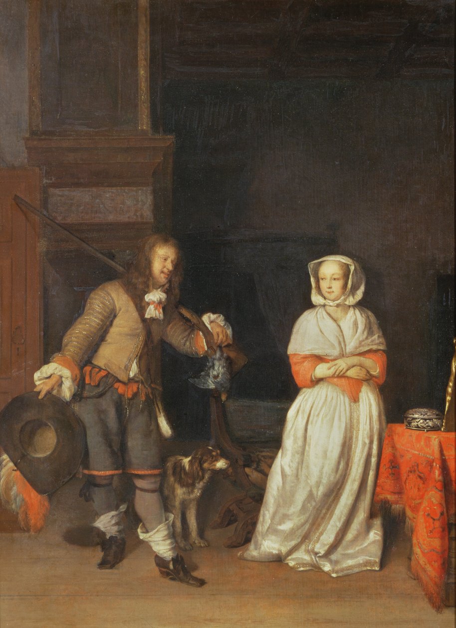 Jägaren och damen, 1660-65 av Gabriel Metsu