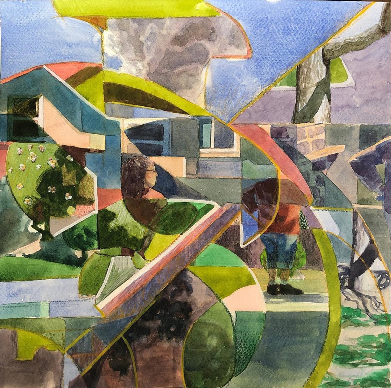 Abstract Neighborhood, 2021 (akvarell på papper) av Gabriel Palma
