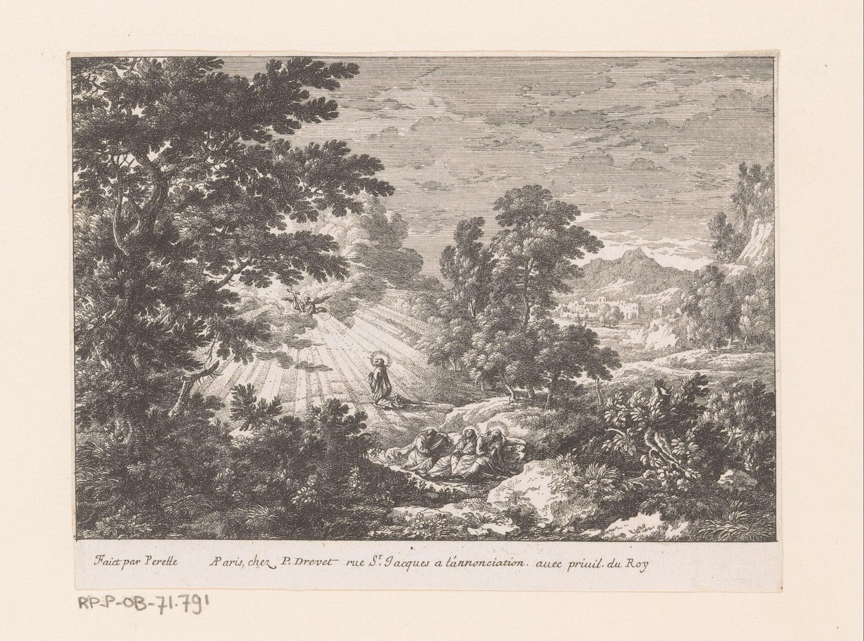 Kristus i Getsemane trädgård Landskap med bibliska scener (serietitel) av Gabriel Perelle