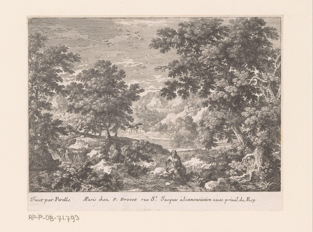 Elia matas av korpar Landskap med bibliska scener (serietitel) av Gabriel Perelle