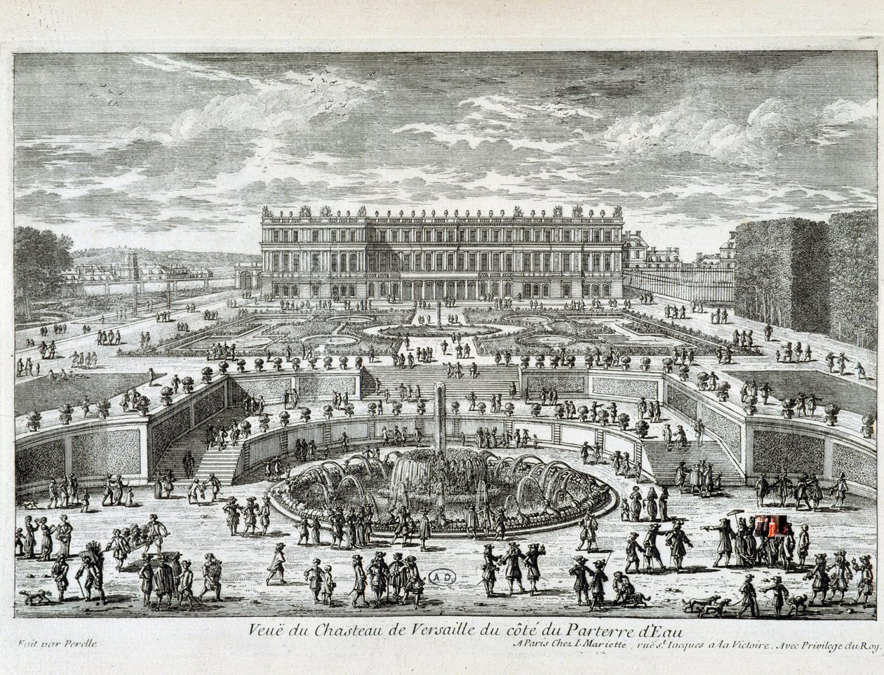 Utsikt över Chateau de Versailles från sidan av vattenbädden - av Perelle, sent 1600-tal av Gabriel Perelle