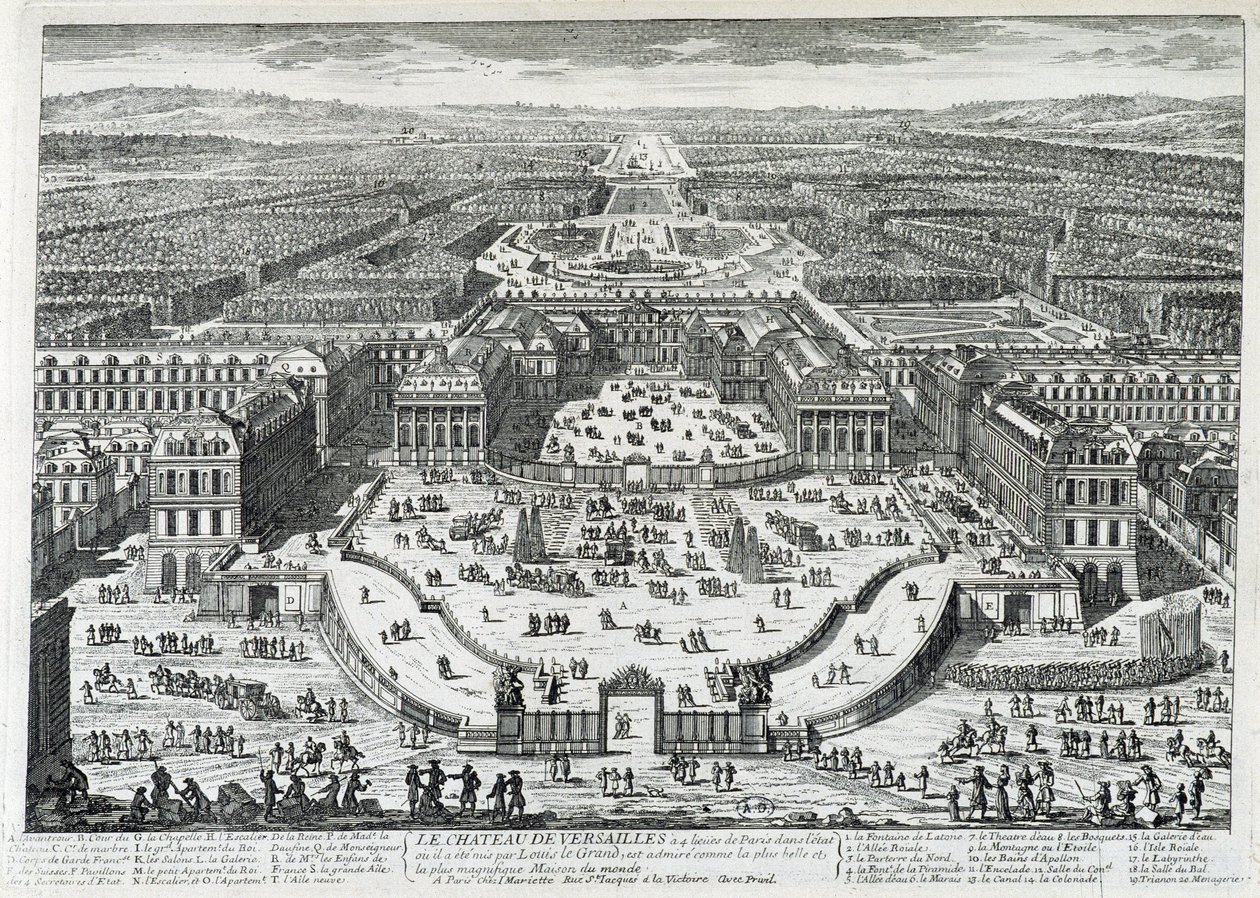 Utsikt över hedersgården i Chateau de Versailles - av Perelle, sent 1600-tal av Gabriel Perelle