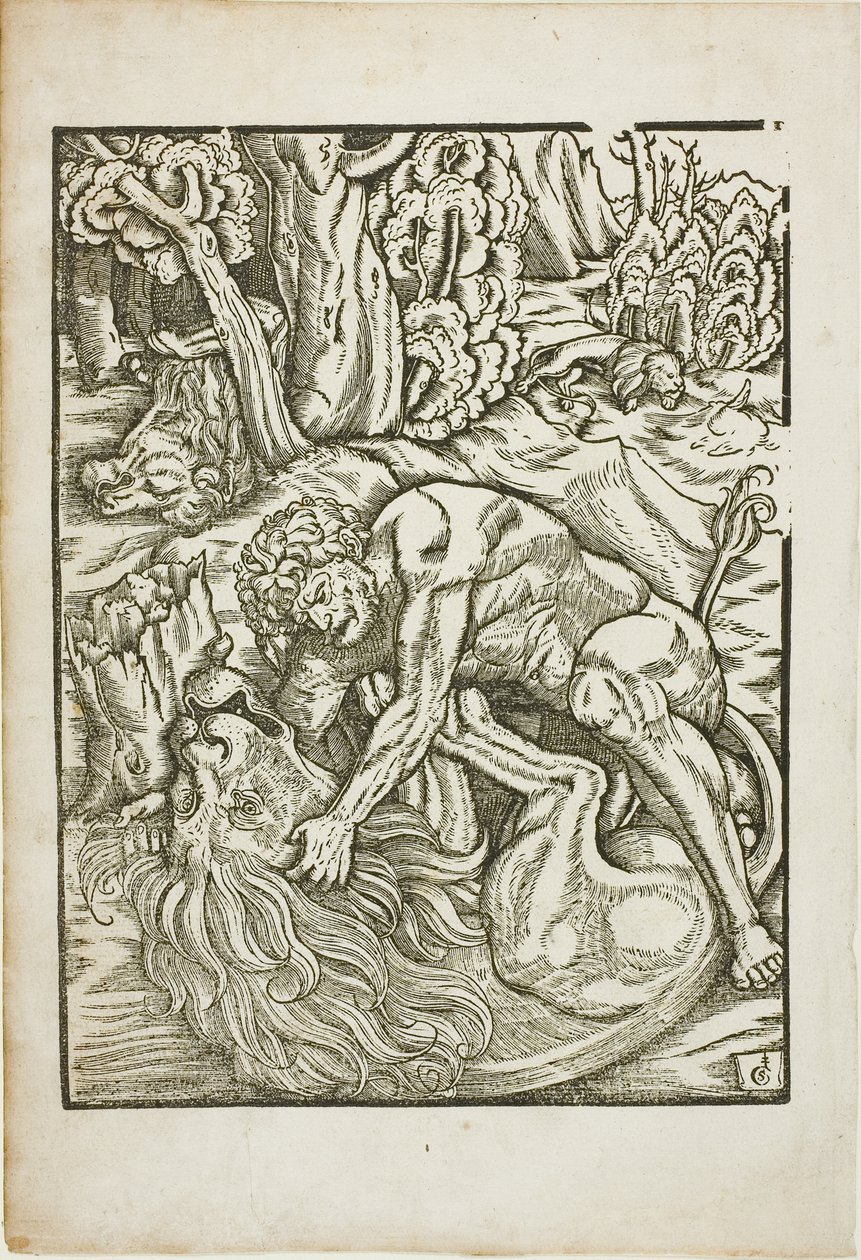 Hercules Strängling the Nemean Lion, från Labours of Hercules av Gabriel Salmon