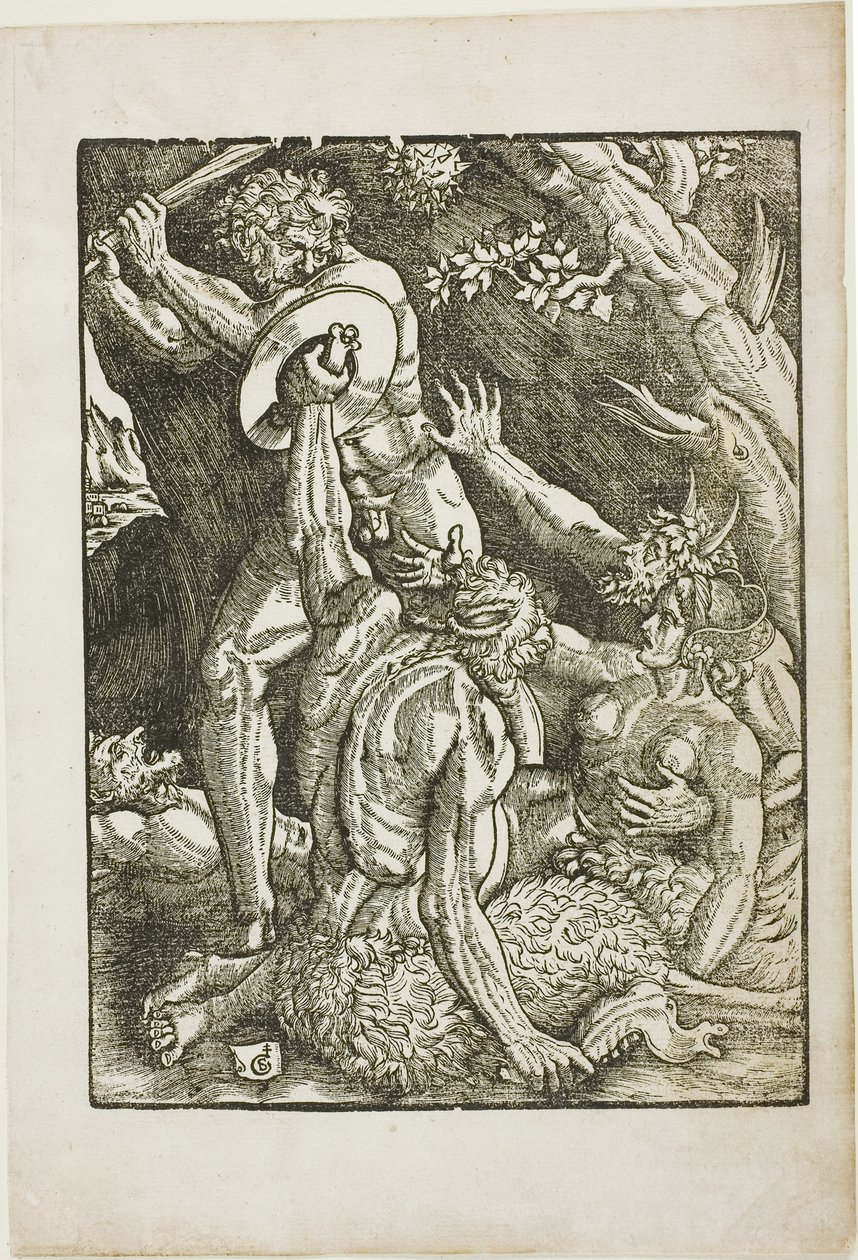 Hercules, Two Satyrs, and a Woman, tallrik två från The Labors of Hercules av Gabriel Salmon