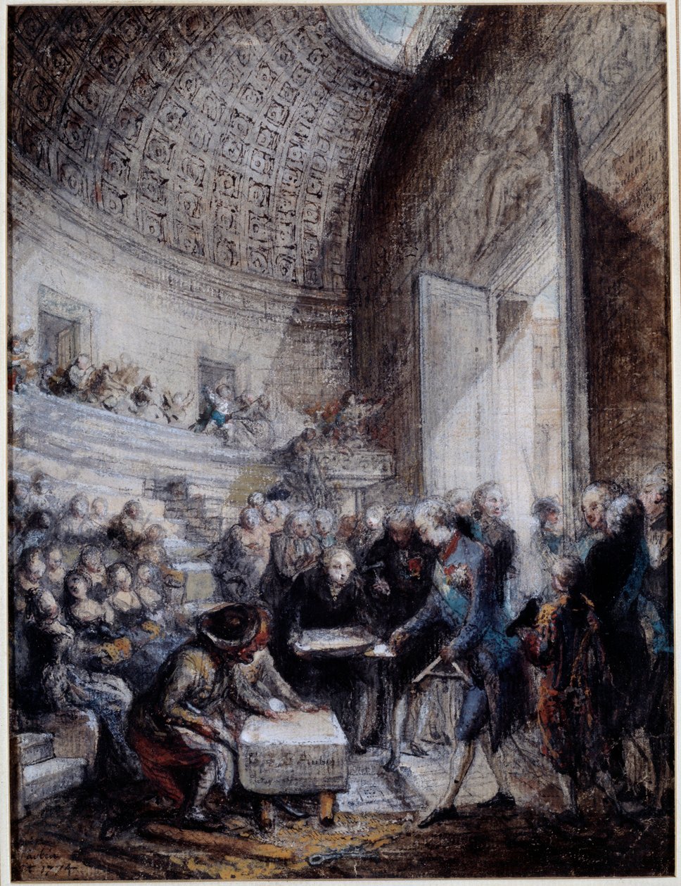 Invigning av amfiteatern för den kungliga kirurgiska skolan av kung Ludvig XVI (1754-1793) 14/09/1774 Gouache de Gabriel de Saint Aubin (1724-1780) 1700-talets Paris, Musee Carnavalet av Gabriel de Saint Aubin
