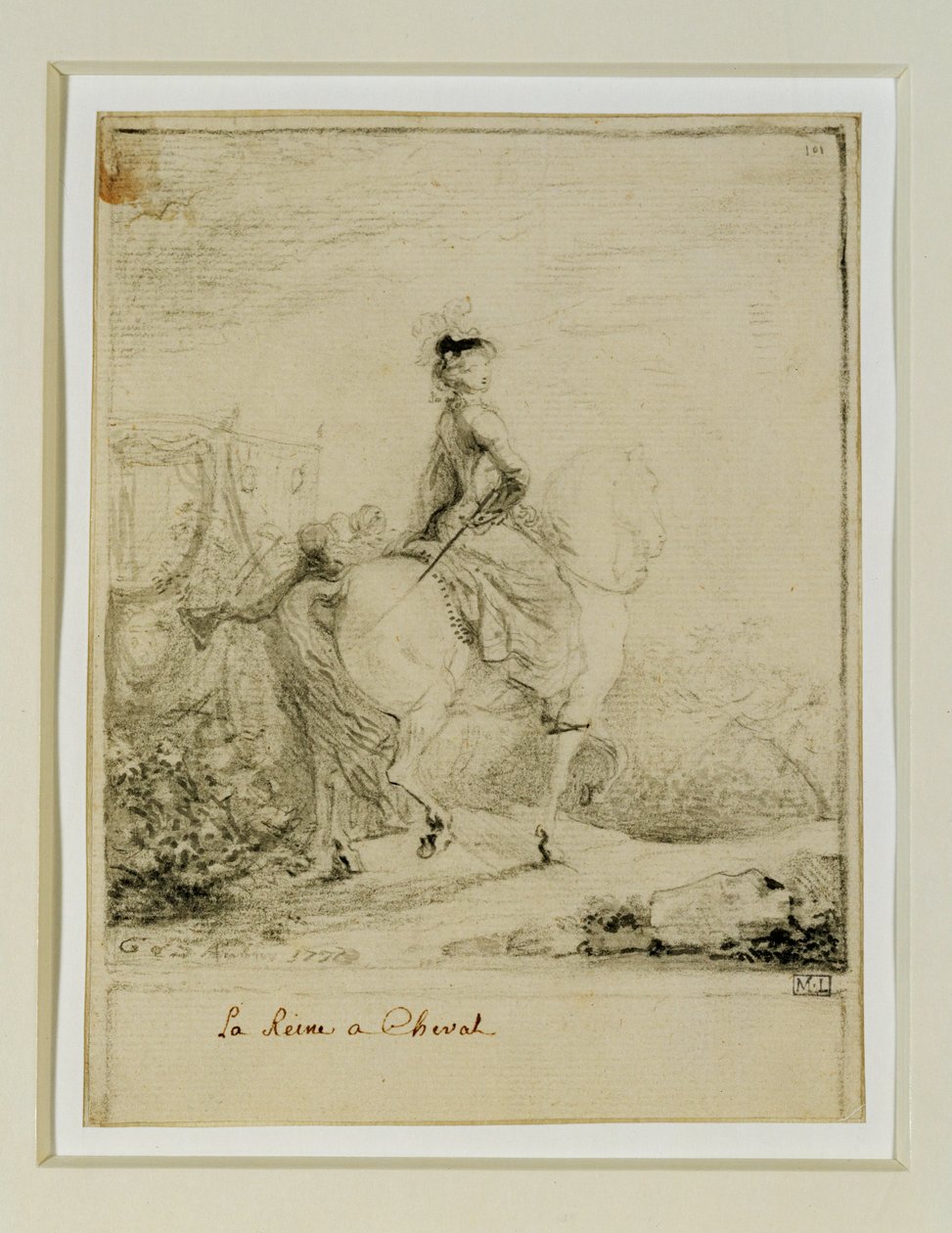 Marie-Antoinette på hästryggen... av Gabriel de Saint-Aubin