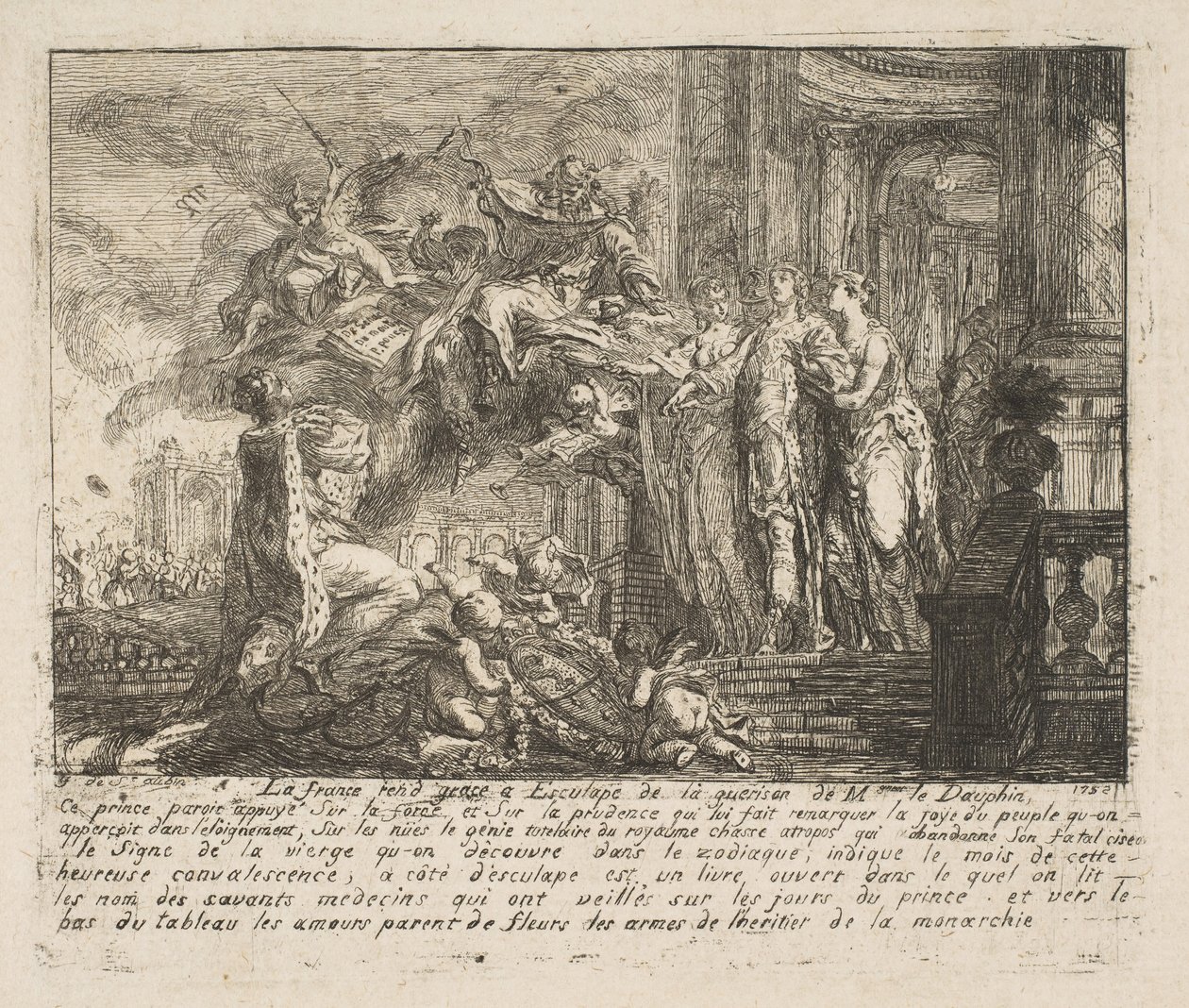 Allegori om dauphinens konvalescens, 1752. av Gabriel de Saint Aubin