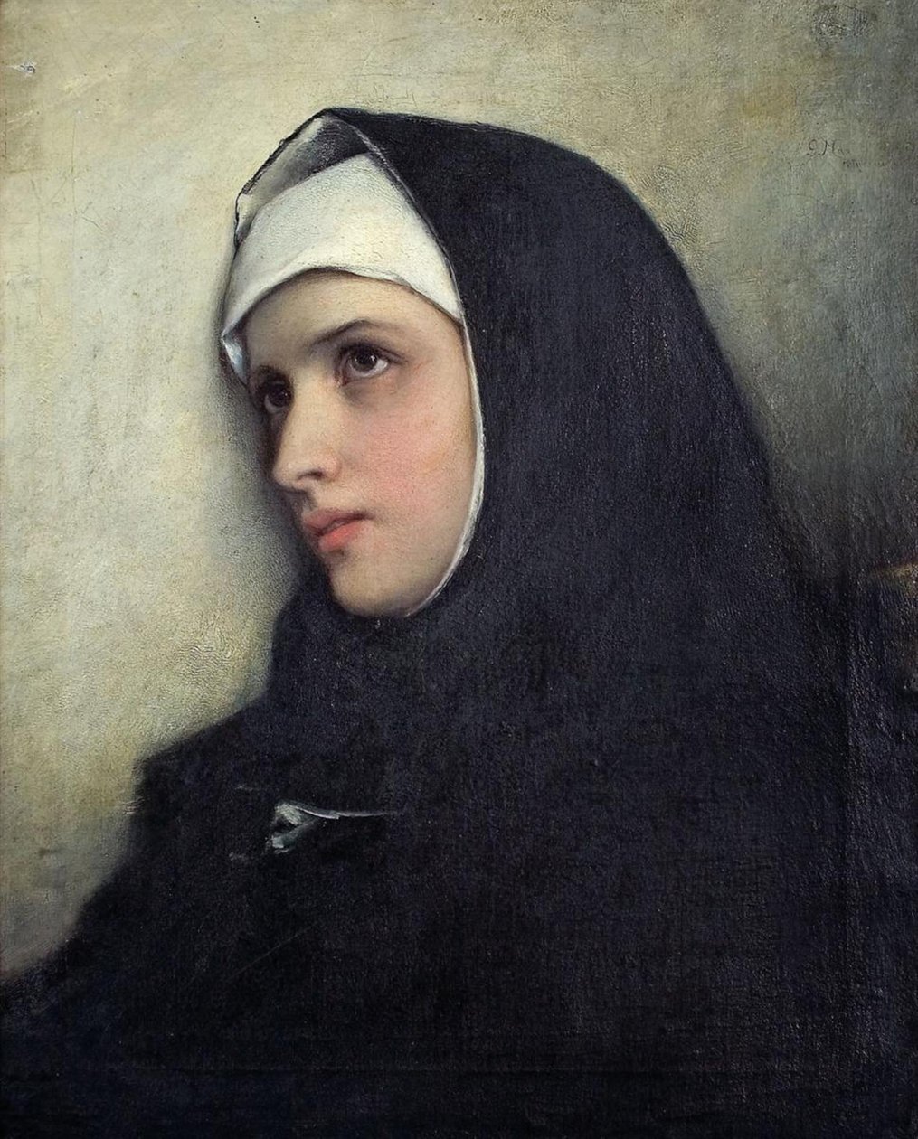 Gabriel von Max - Porträtt av en nunna av Gabriel von Max
