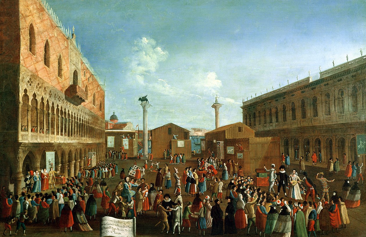 Charlataner på Piazzetta San Marco, Venedig av Gabriele Bella
